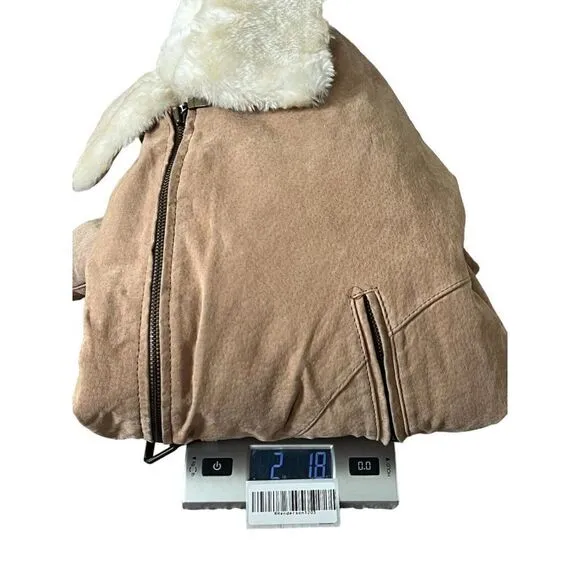 Northwest Territory Jacket Womens Tan Full Zip Faux Fur Collar Long Sleeve