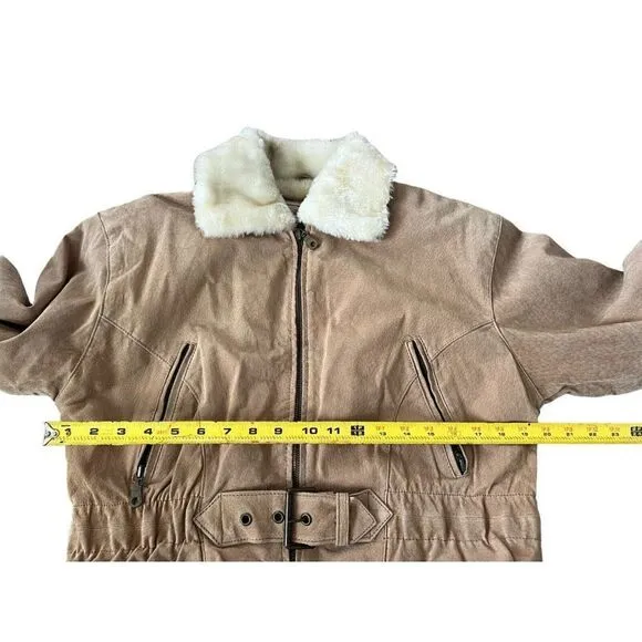 Northwest Territory Jacket Womens Tan Full Zip Faux Fur Collar Long Sleeve