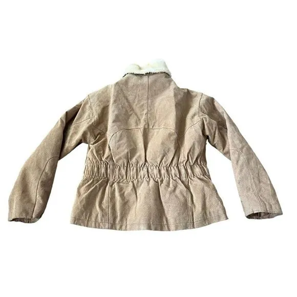Northwest Territory Jacket Womens Tan Full Zip Faux Fur Collar Long Sleeve
