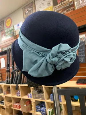 Olivia Navy Blue Satin Ribbon Bow