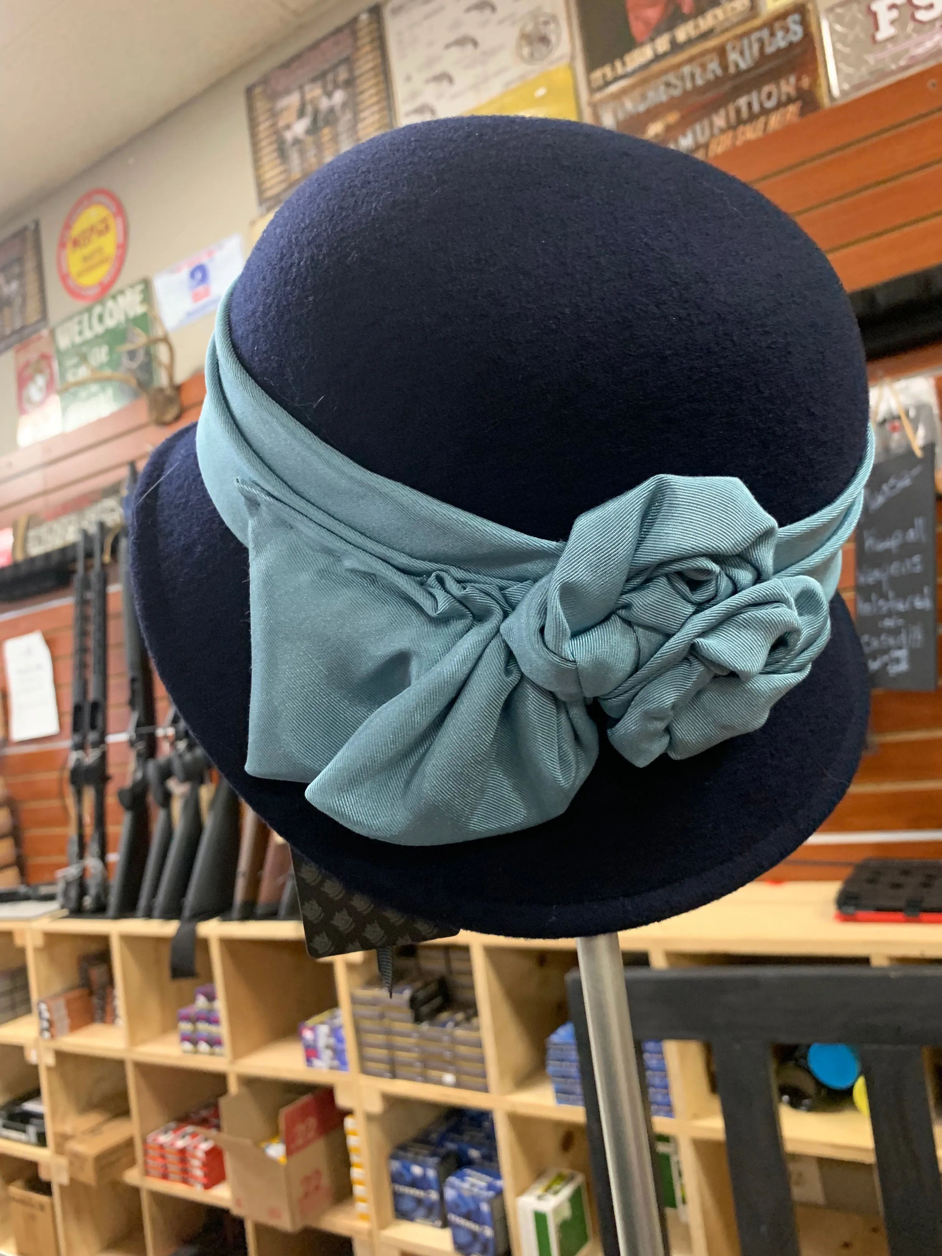 Olivia Navy Blue Satin Ribbon Bow