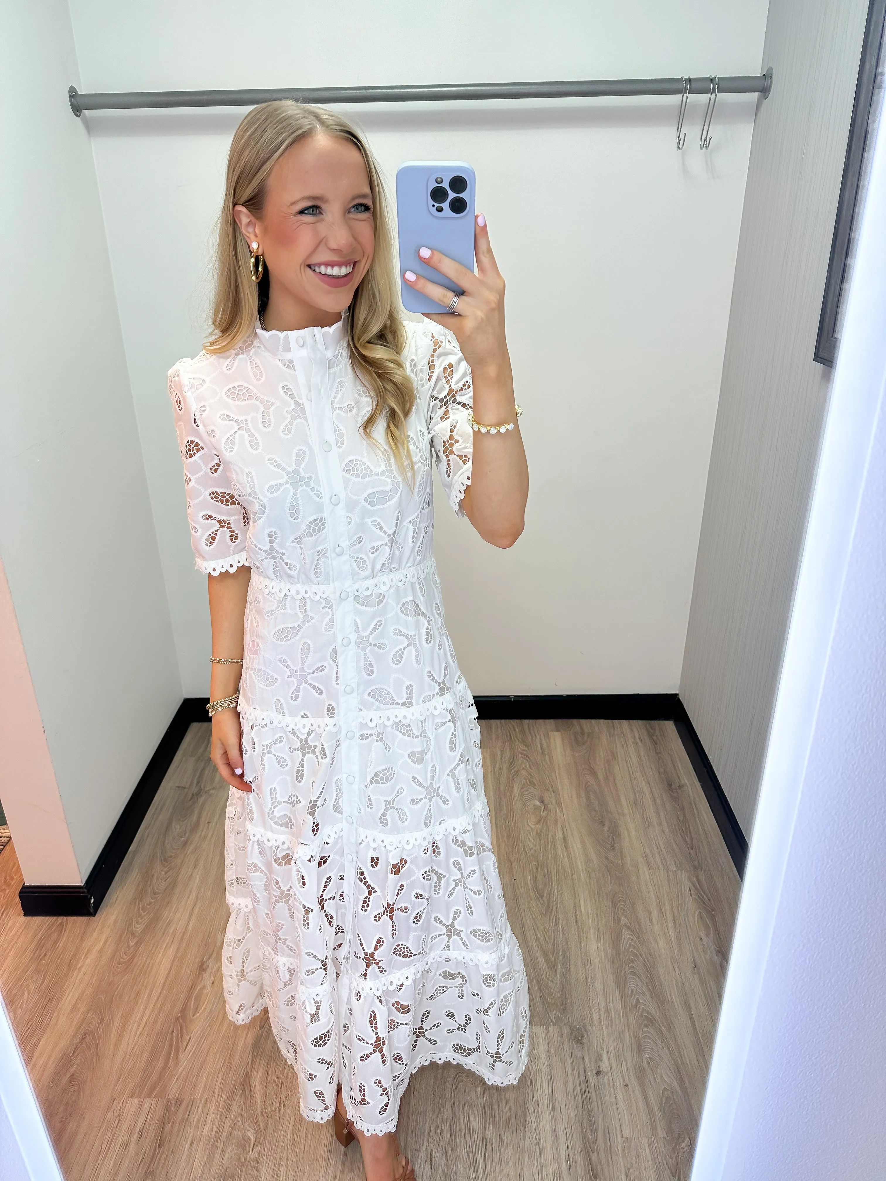 OO LA LA Starfish Lace Midi Dress -White