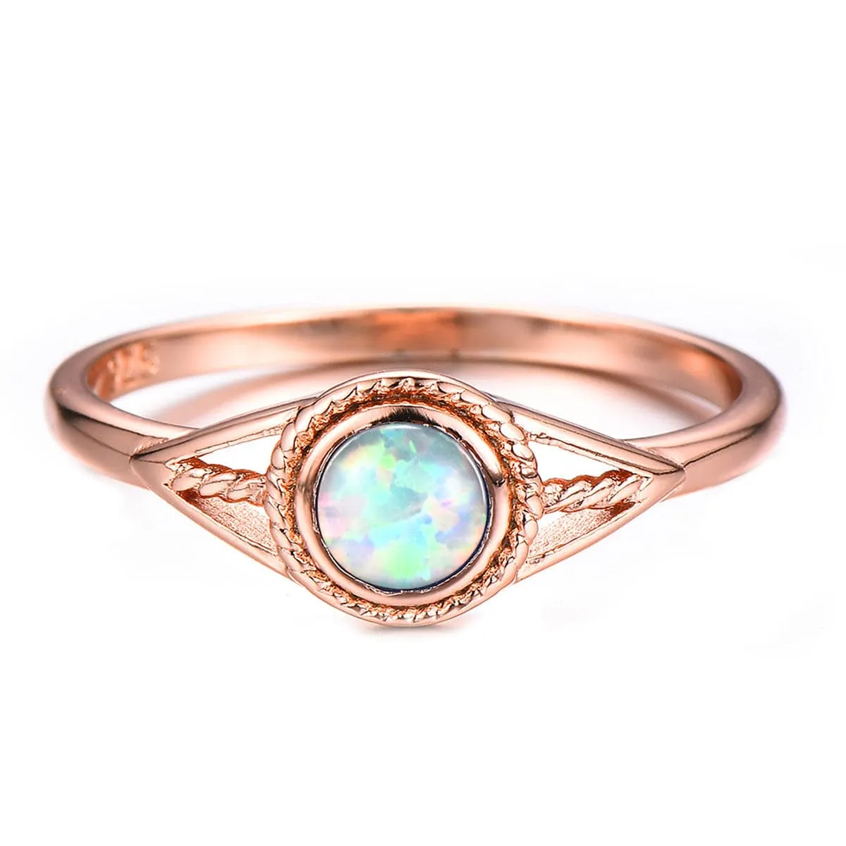 Opal & 18K Rose Gold-Plated Openwork Eye Ring