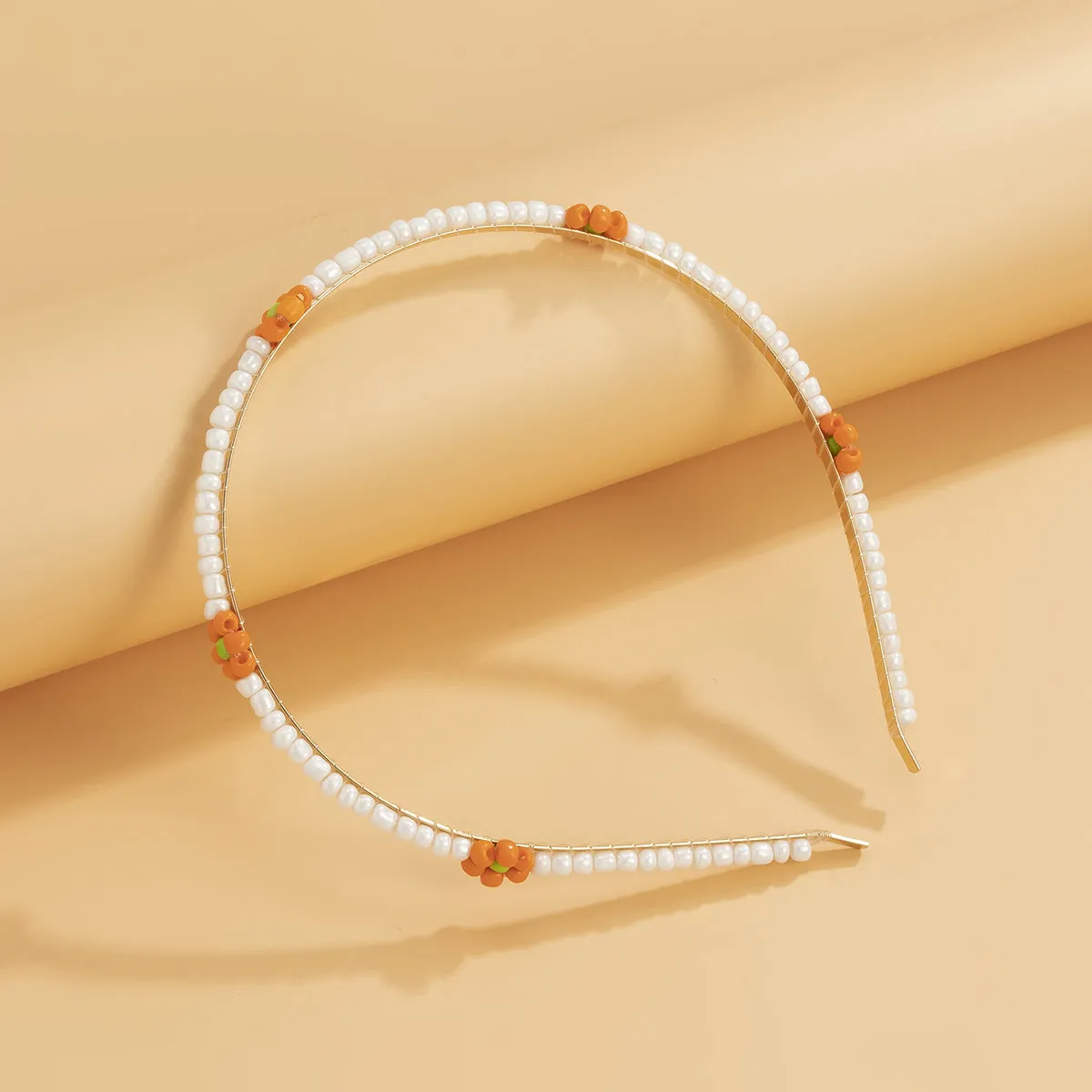 Orange Howlite & 18K Gold-Plated Floral Station Headband