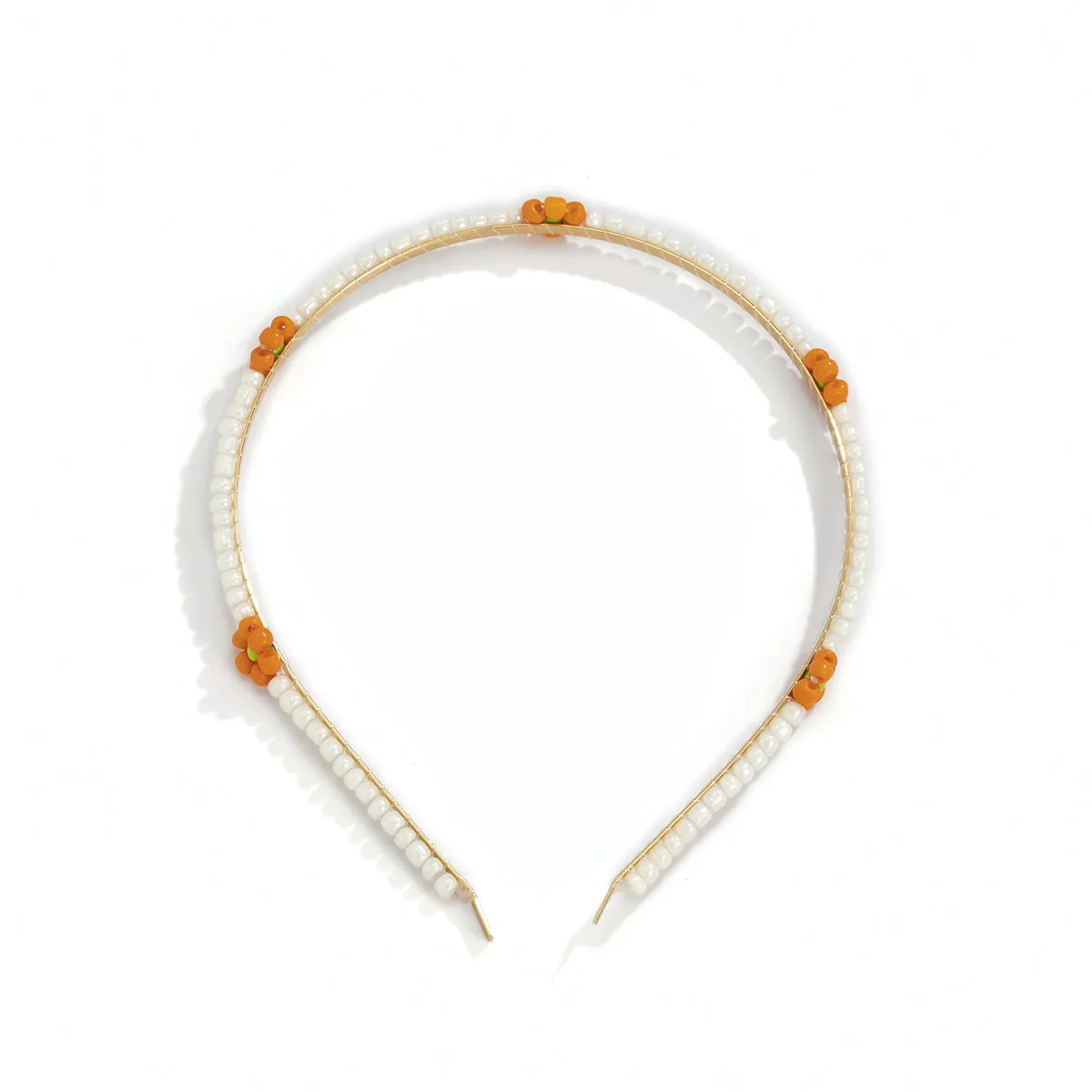 Orange Howlite & 18K Gold-Plated Floral Station Headband