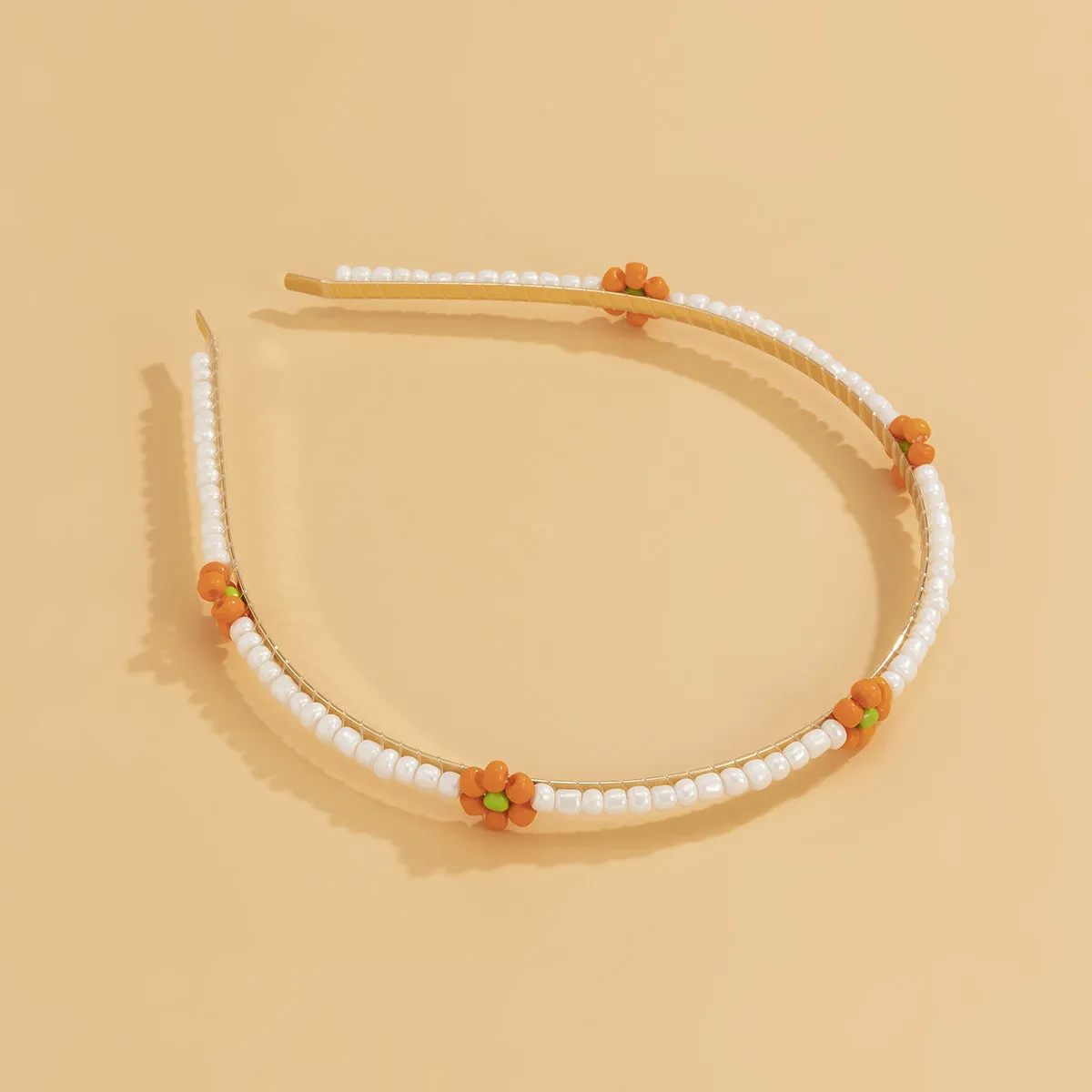 Orange Howlite & 18K Gold-Plated Floral Station Headband
