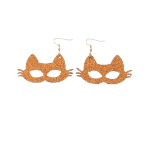 Orange Polystyrene & 18K Gold-Plated Glitter Cat Mask Drop Earrings
