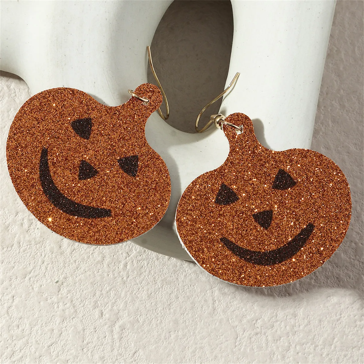 Orange Polystyrene & 18K Gold-Plated Glitter Pumpkin Drop Earrings