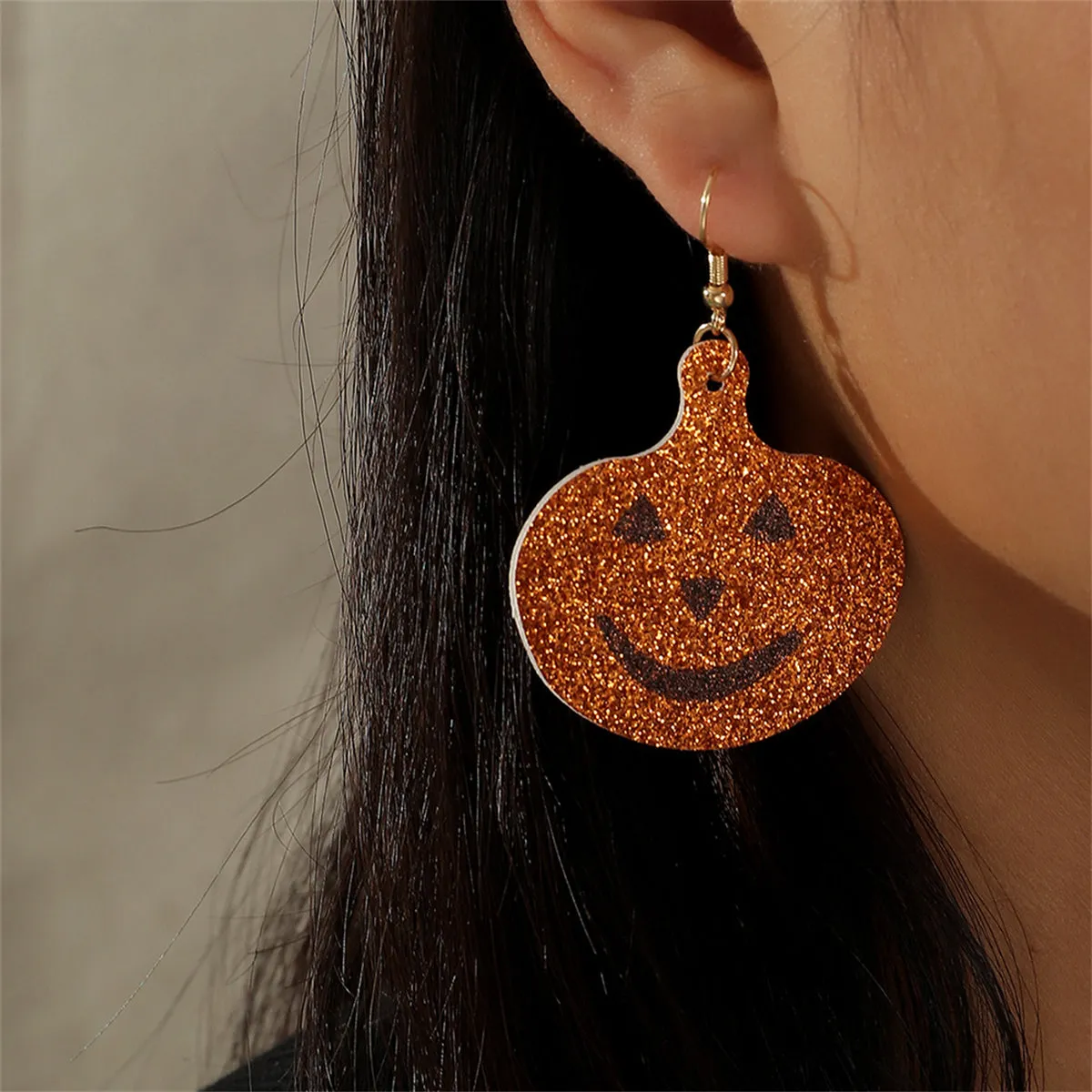 Orange Polystyrene & 18K Gold-Plated Glitter Pumpkin Drop Earrings