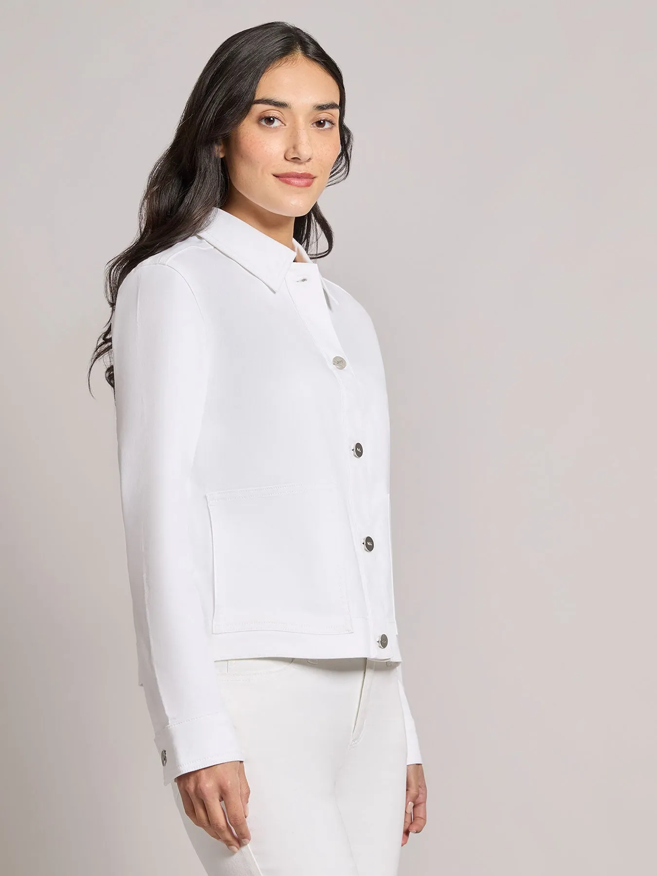 Patch Pocket Denim Jacket, Soft White