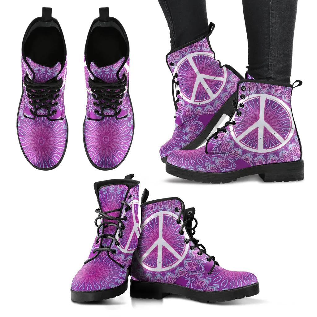 Peace Mandala Women's Leather Boots