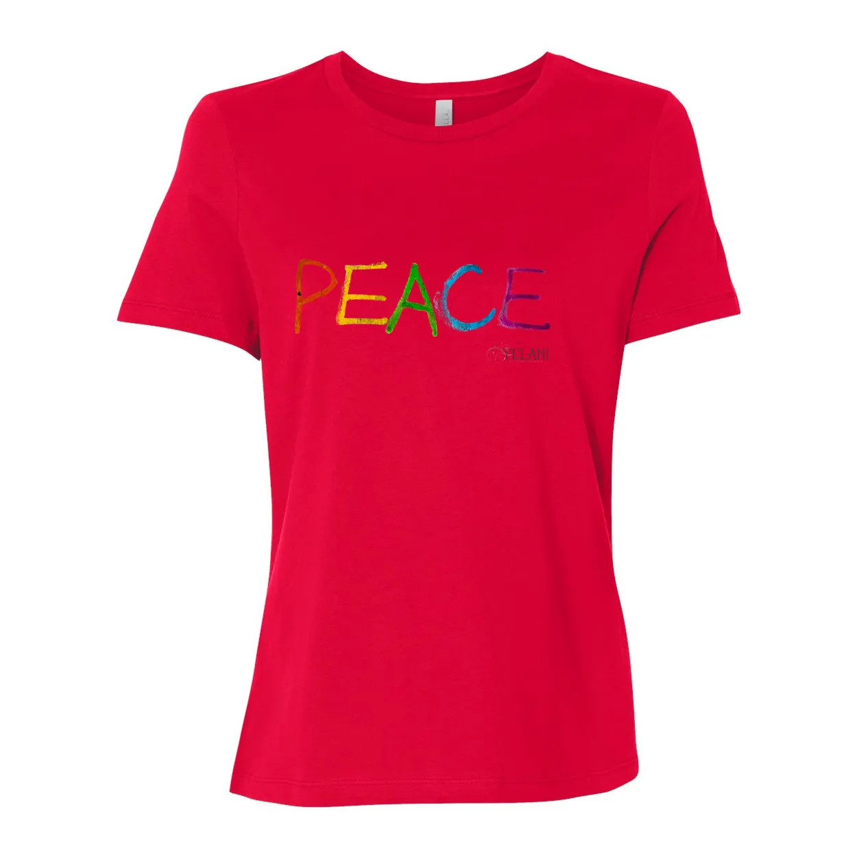 PEACE Women's Relaxed Jersey Tee – Colorful Peace Message Shirt