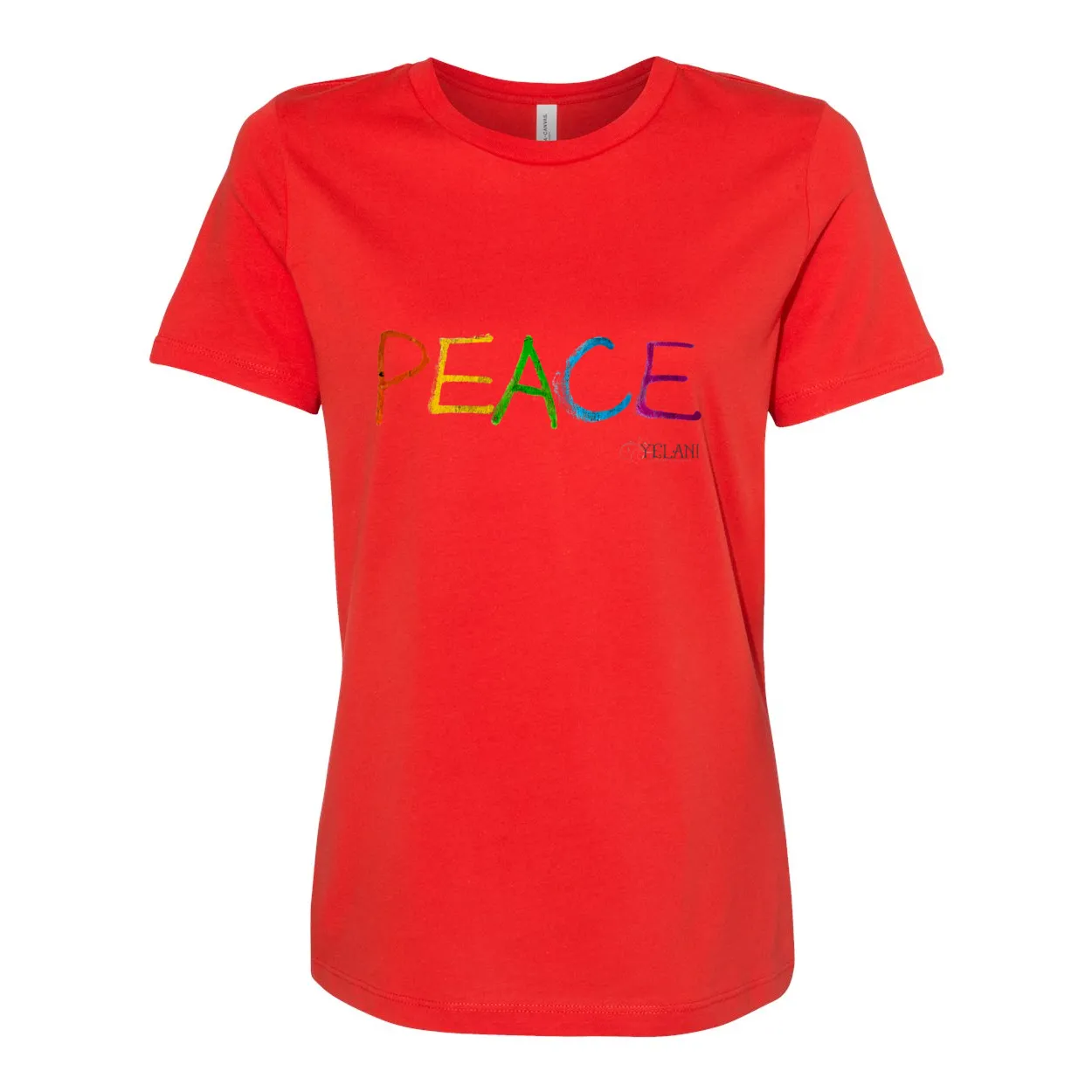 PEACE Women's Relaxed Jersey Tee – Colorful Peace Message Shirt