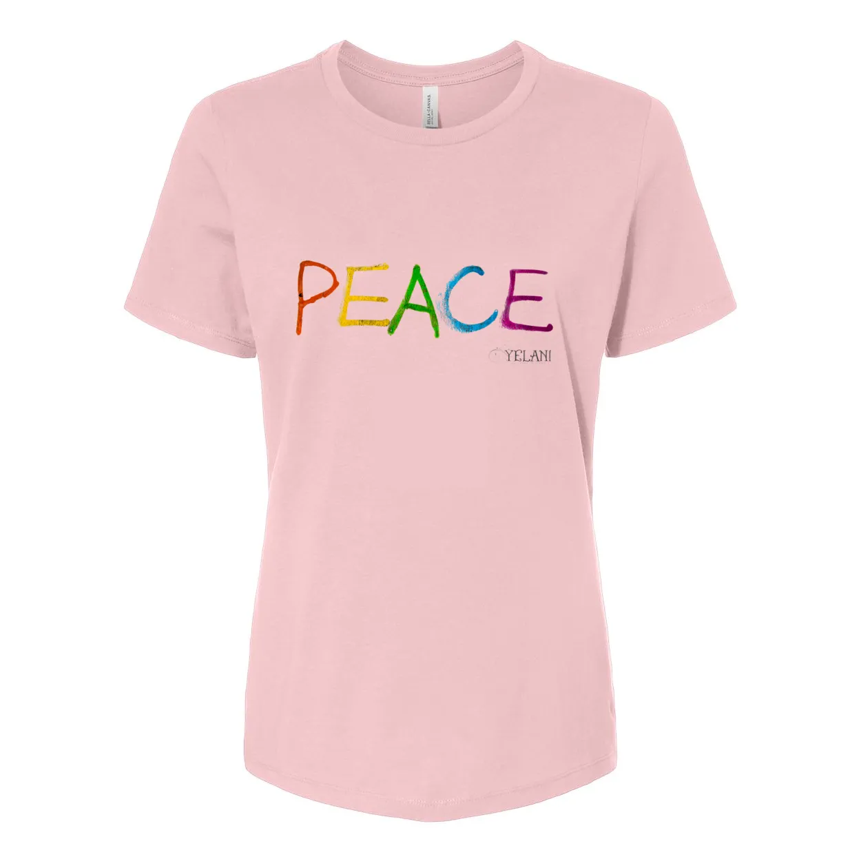 PEACE Women's Relaxed Jersey Tee – Colorful Peace Message Shirt