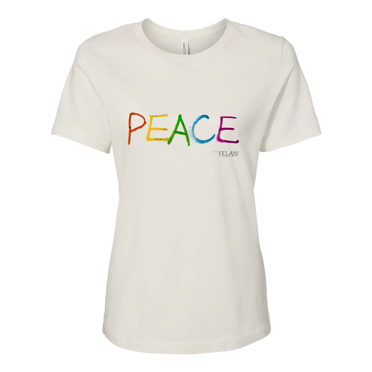 PEACE Women's Relaxed Jersey Tee – Colorful Peace Message Shirt