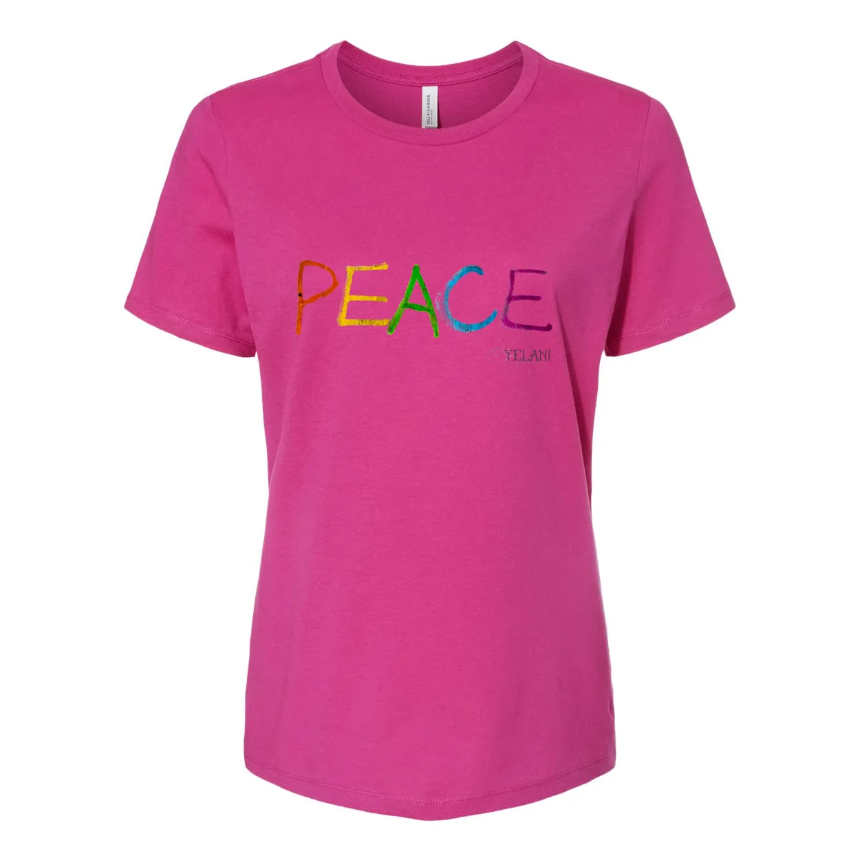 PEACE Women's Relaxed Jersey Tee – Colorful Peace Message Shirt