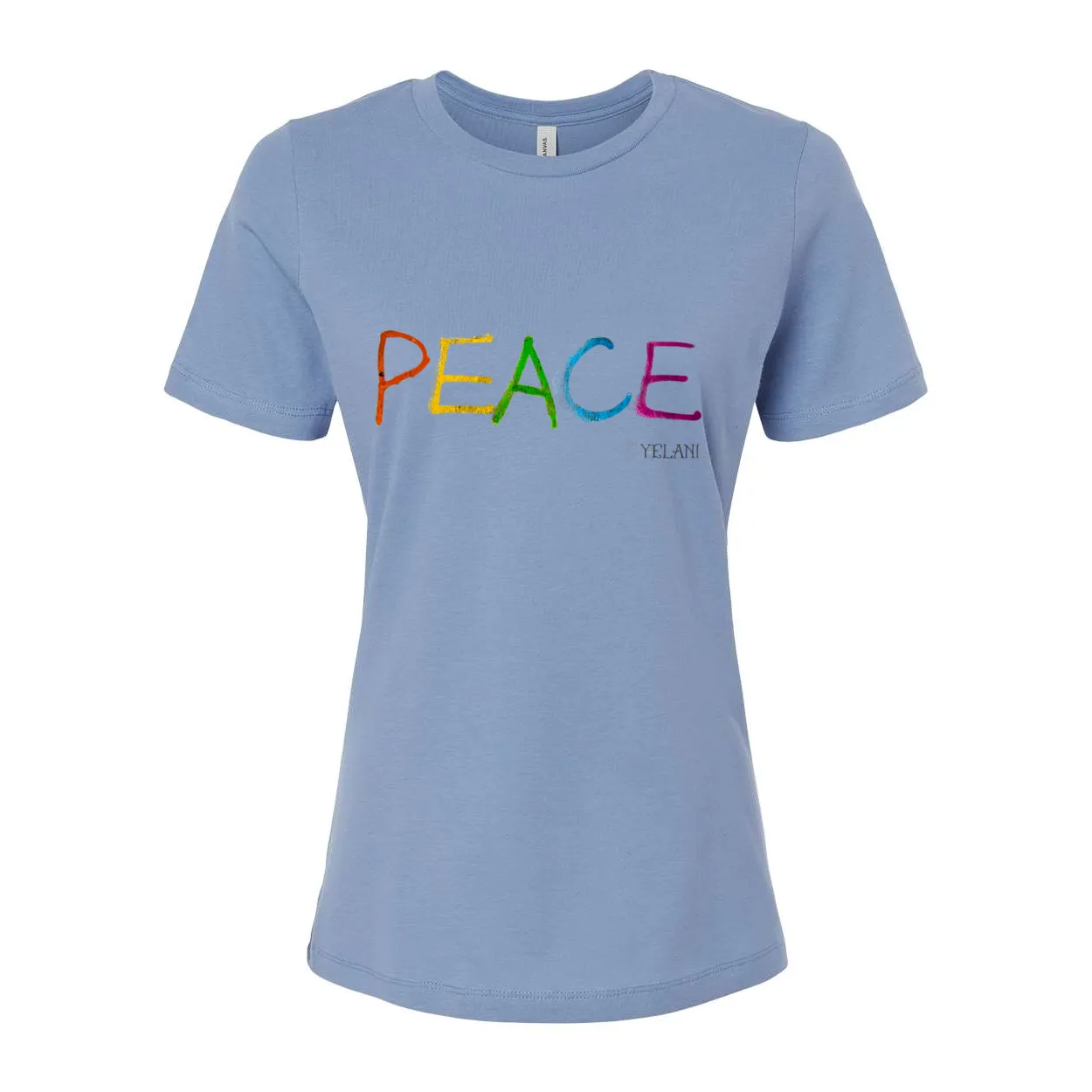 PEACE Women's Relaxed Jersey Tee – Colorful Peace Message Shirt
