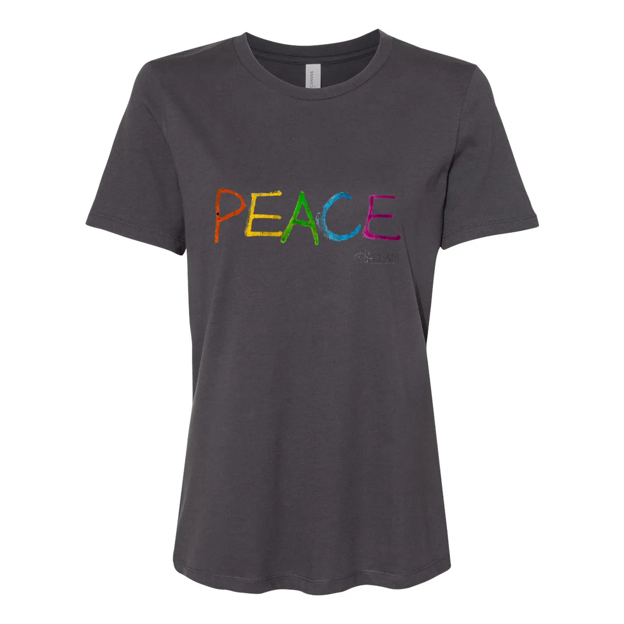 PEACE Women's Relaxed Jersey Tee – Colorful Peace Message Shirt