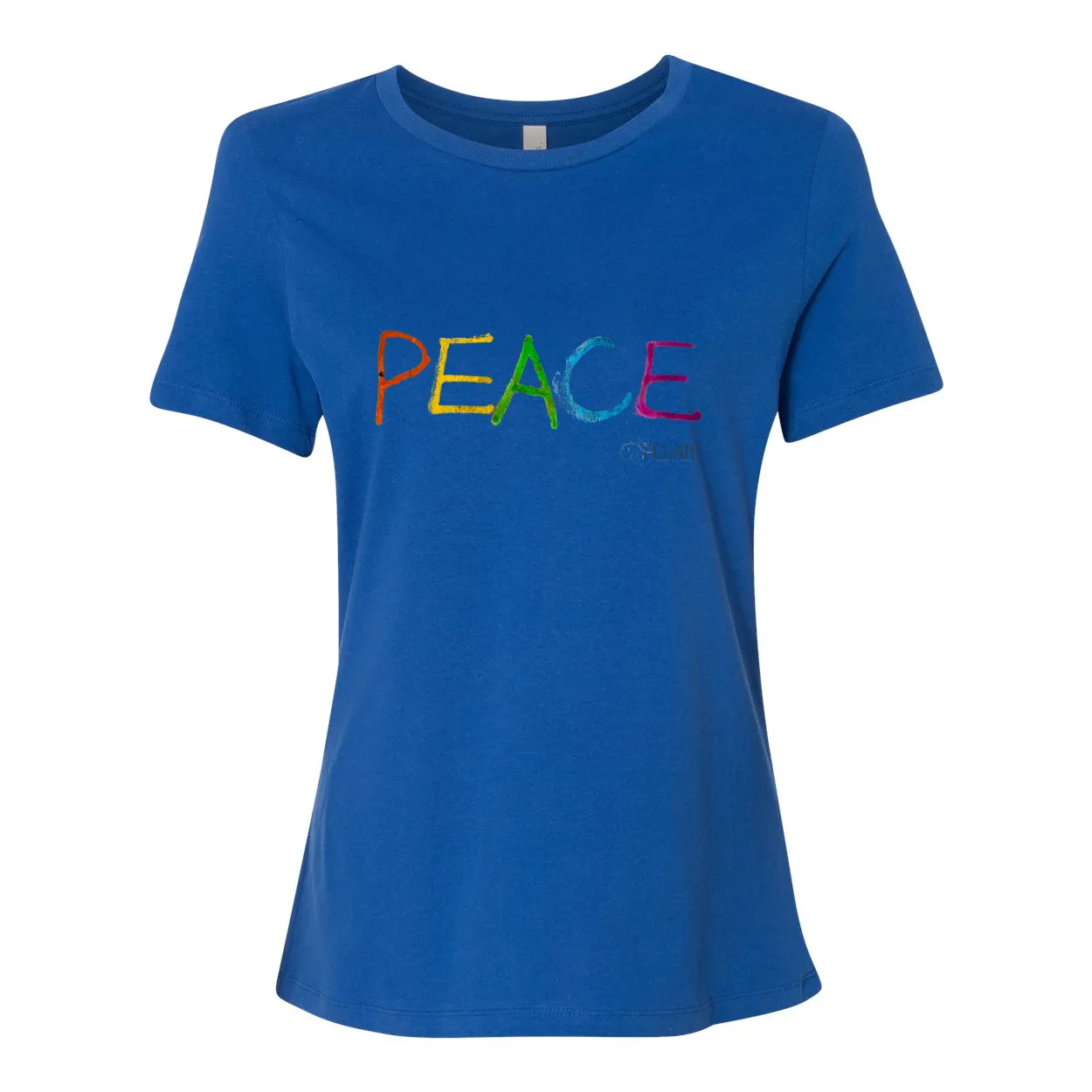 PEACE Women's Relaxed Jersey Tee – Colorful Peace Message Shirt
