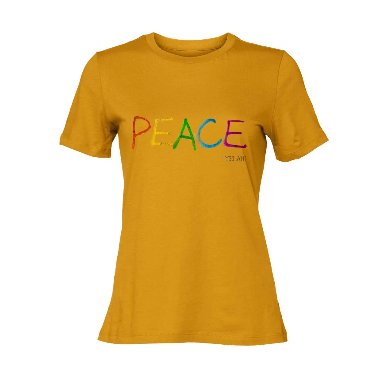 PEACE Women's Relaxed Jersey Tee – Colorful Peace Message Shirt