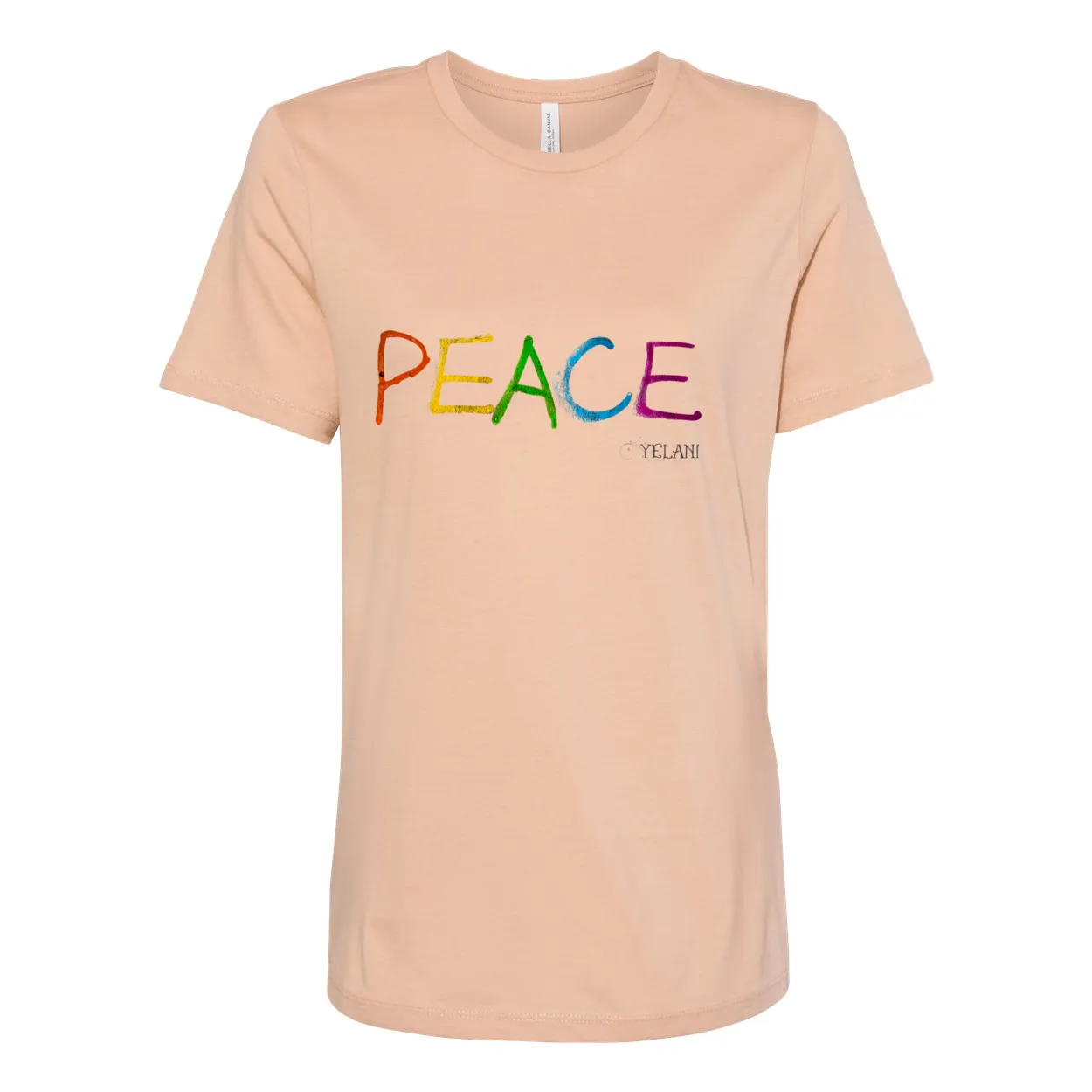 PEACE Women's Relaxed Jersey Tee – Colorful Peace Message Shirt