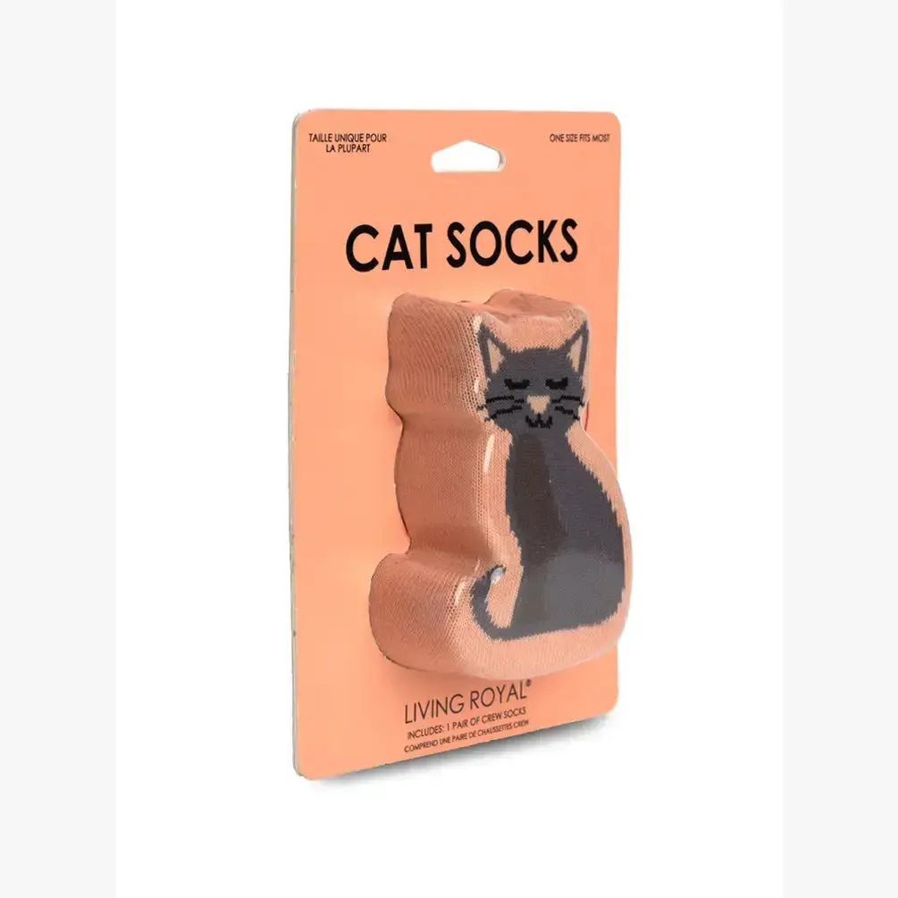 Peach cat w/yarn ball 3D packaged crew socks