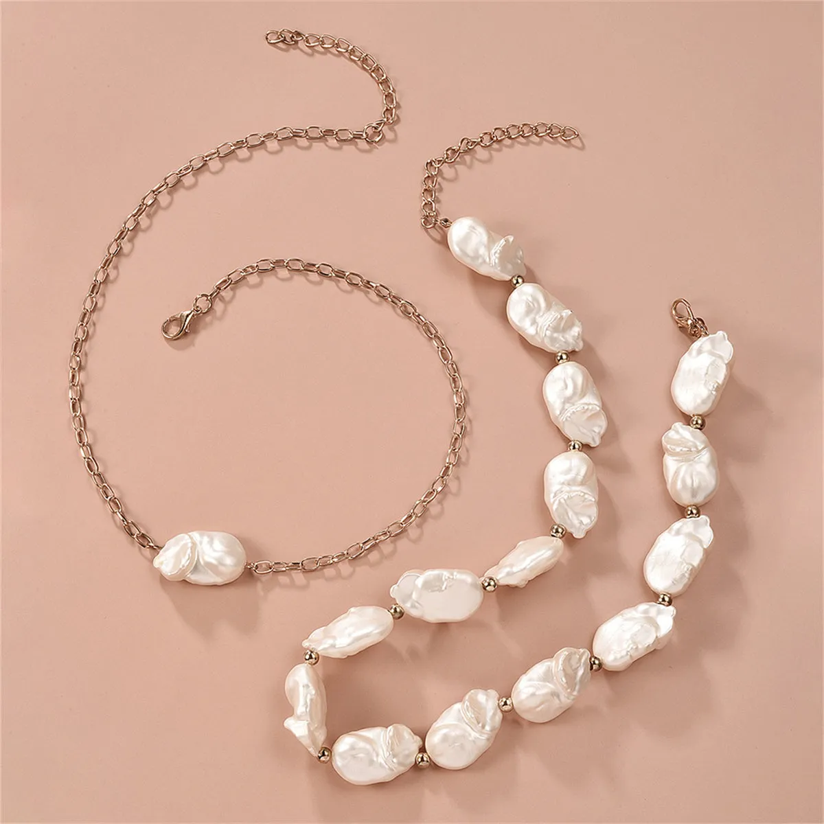Pearl & 18K Gold-Plated Beaded Necklace Set