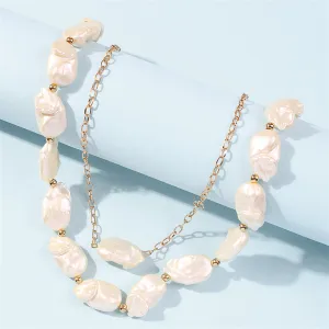 Pearl & 18K Gold-Plated Beaded Necklace Set