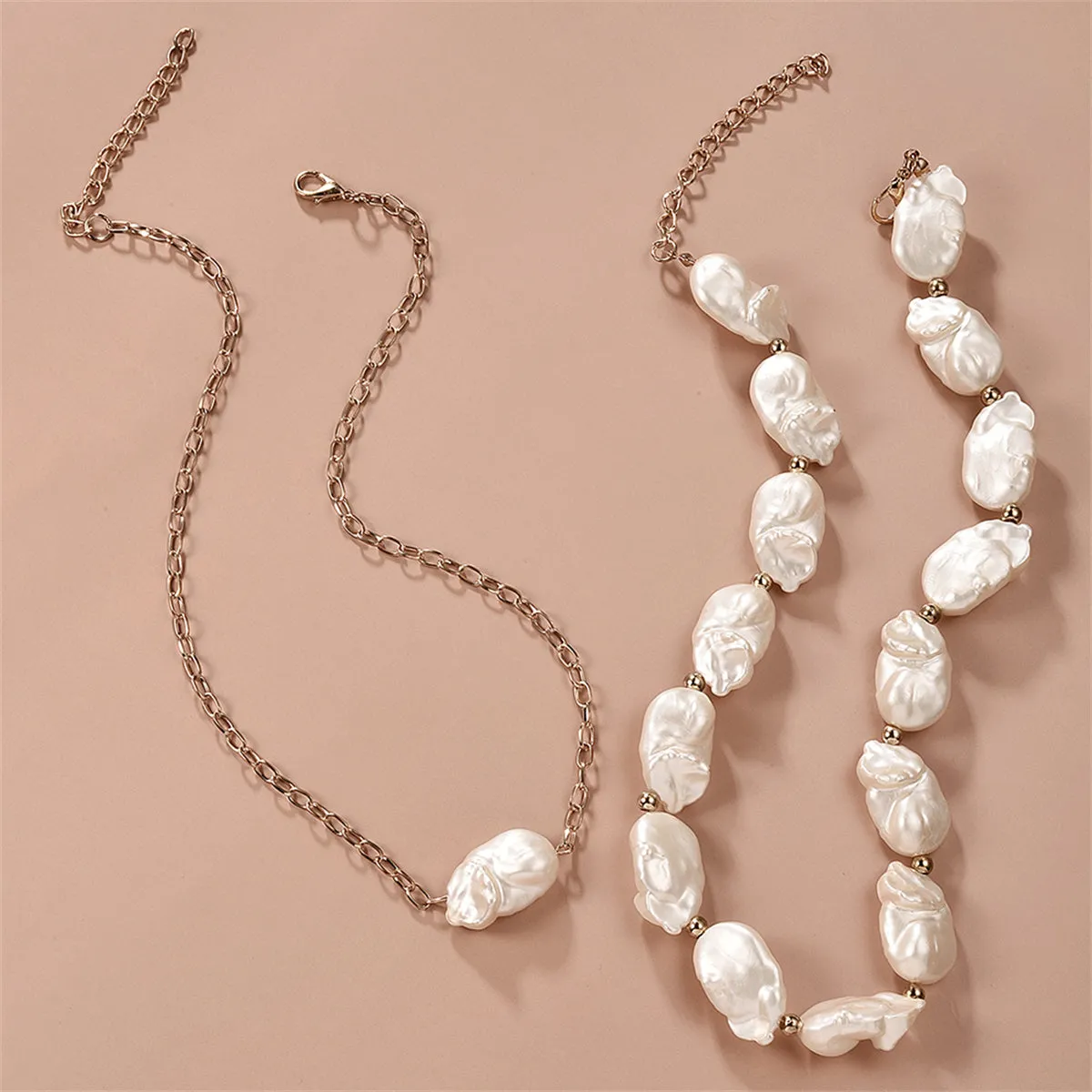 Pearl & 18K Gold-Plated Beaded Necklace Set