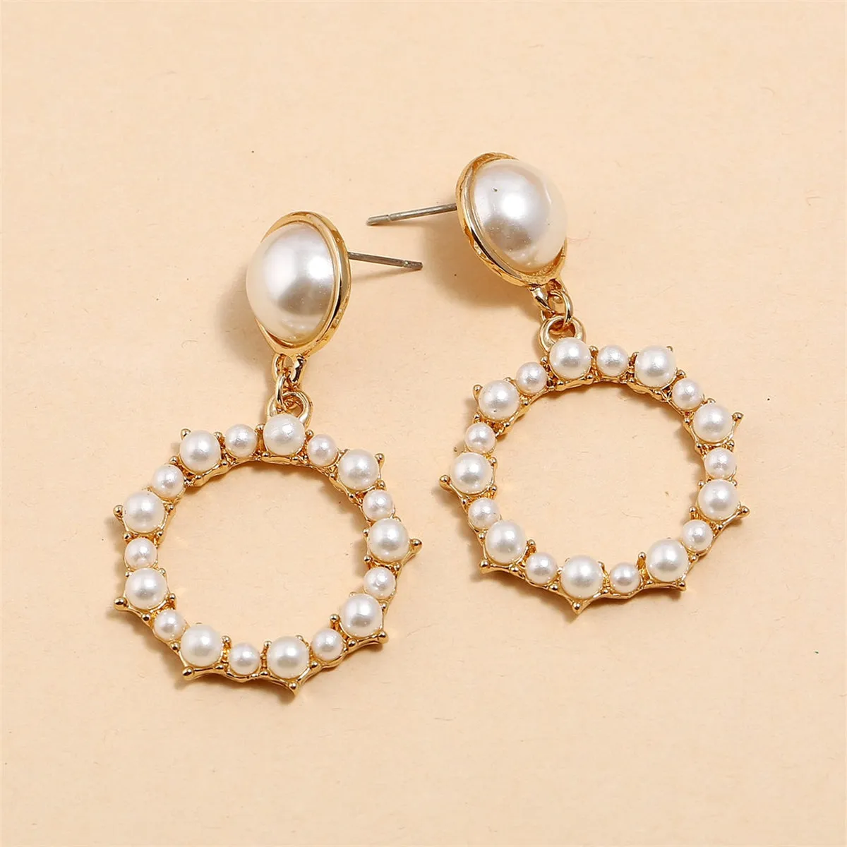 Pearl & 18K Gold-Plated Circle Drop Earrings