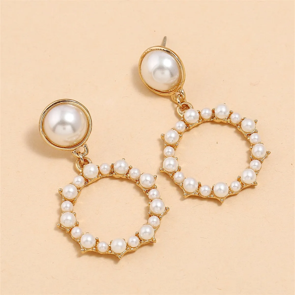Pearl & 18K Gold-Plated Circle Drop Earrings