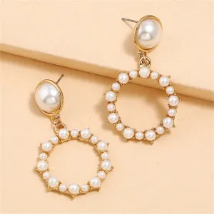 Pearl & 18K Gold-Plated Circle Drop Earrings