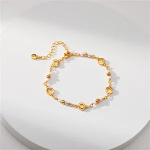 Pearl & 18K Gold-Plated Circle Station Bracelet