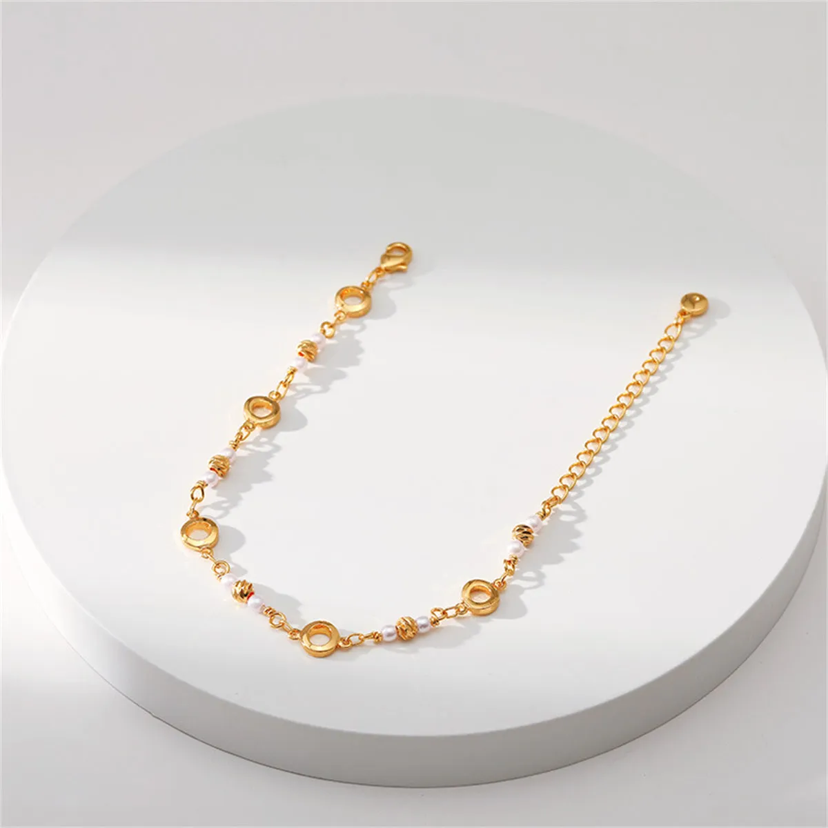 Pearl & 18K Gold-Plated Circle Station Bracelet
