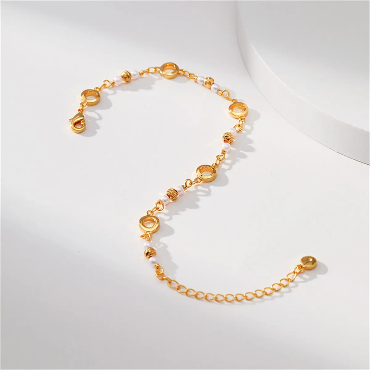 Pearl & 18K Gold-Plated Circle Station Bracelet