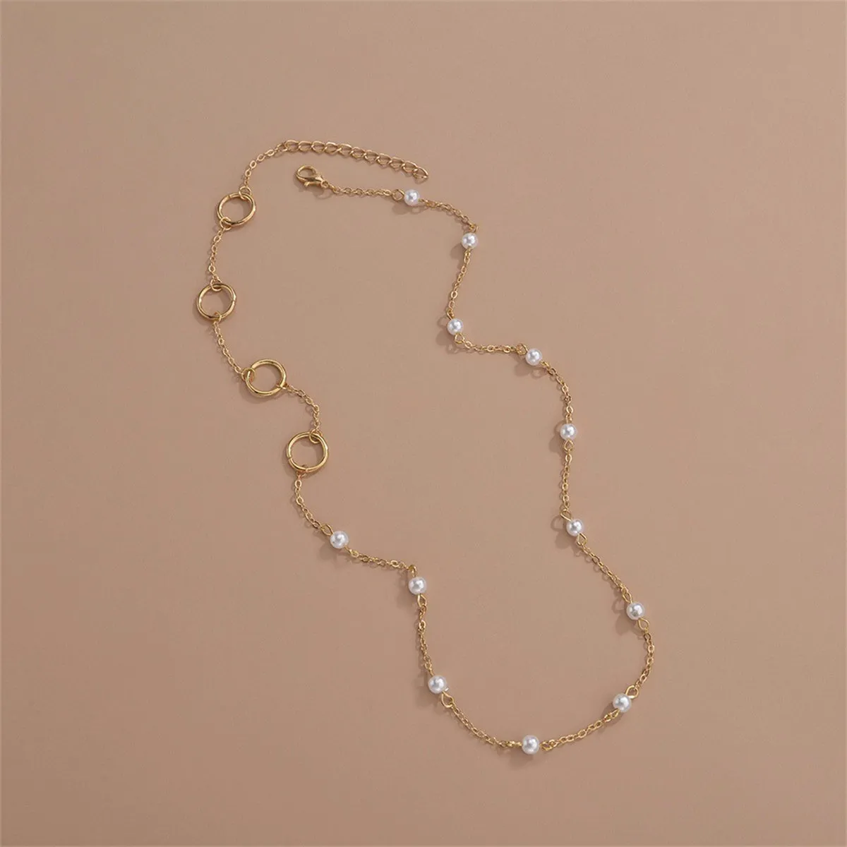Pearl & 18K Gold-Plated Circles Layered Bracelet