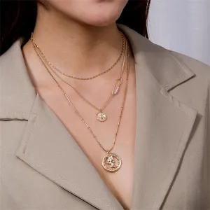 Pearl & 18K Gold-Plated Coin Layered Pendant Necklace