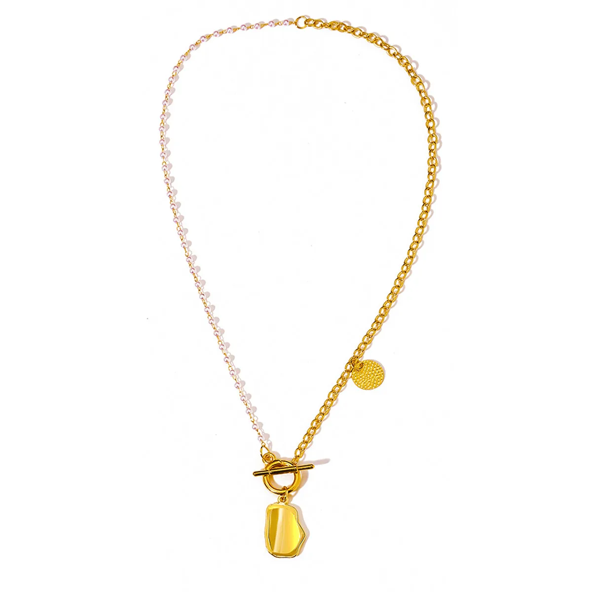 Pearl & 18K Gold-Plated Convex Toggle Pendant Necklace