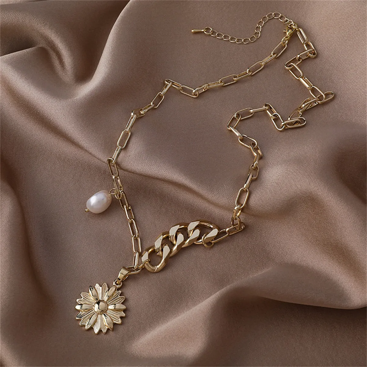 Pearl & 18K Gold-Plated Mum Pendant Necklace