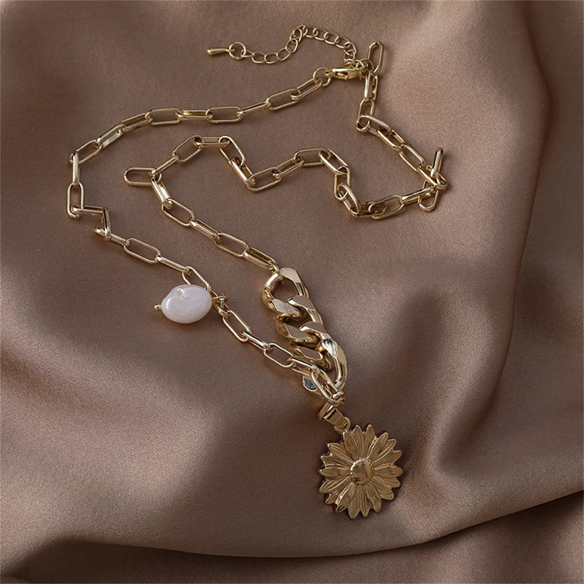 Pearl & 18K Gold-Plated Mum Pendant Necklace