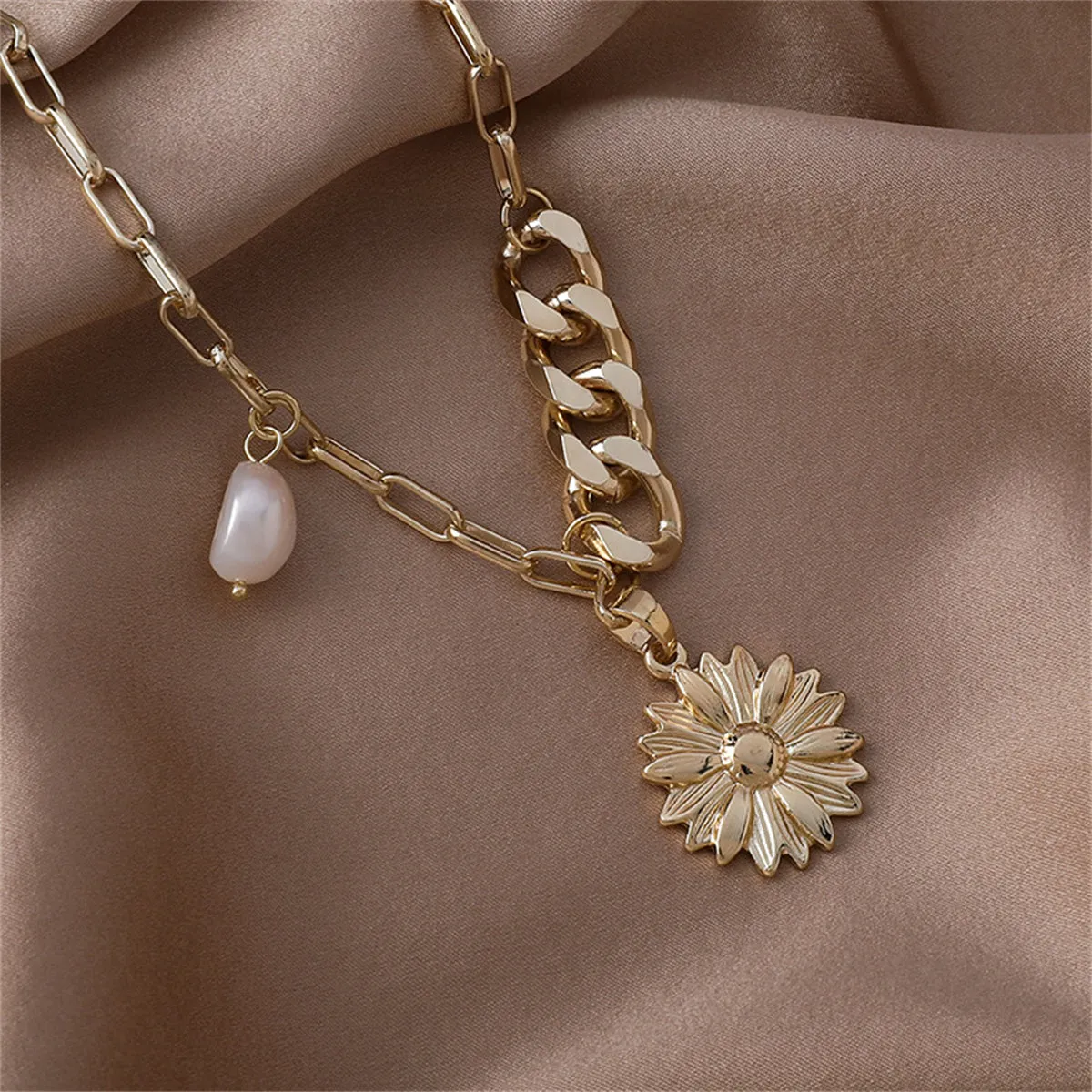 Pearl & 18K Gold-Plated Mum Pendant Necklace