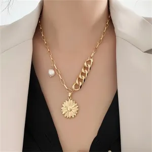 Pearl & 18K Gold-Plated Mum Pendant Necklace