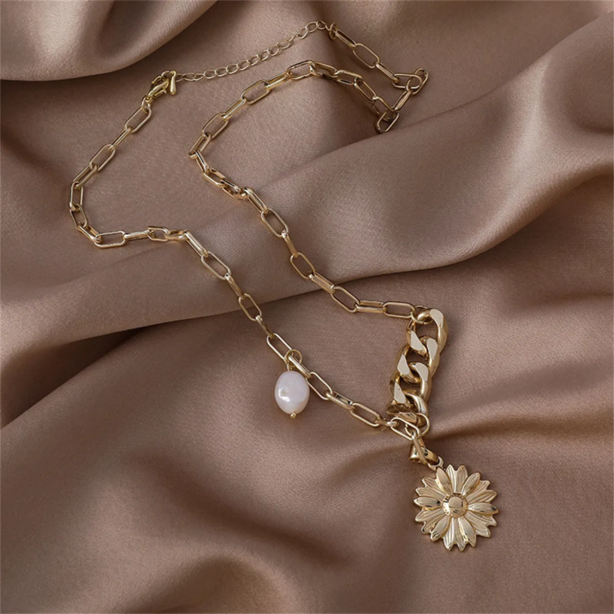 Pearl & 18K Gold-Plated Mum Pendant Necklace