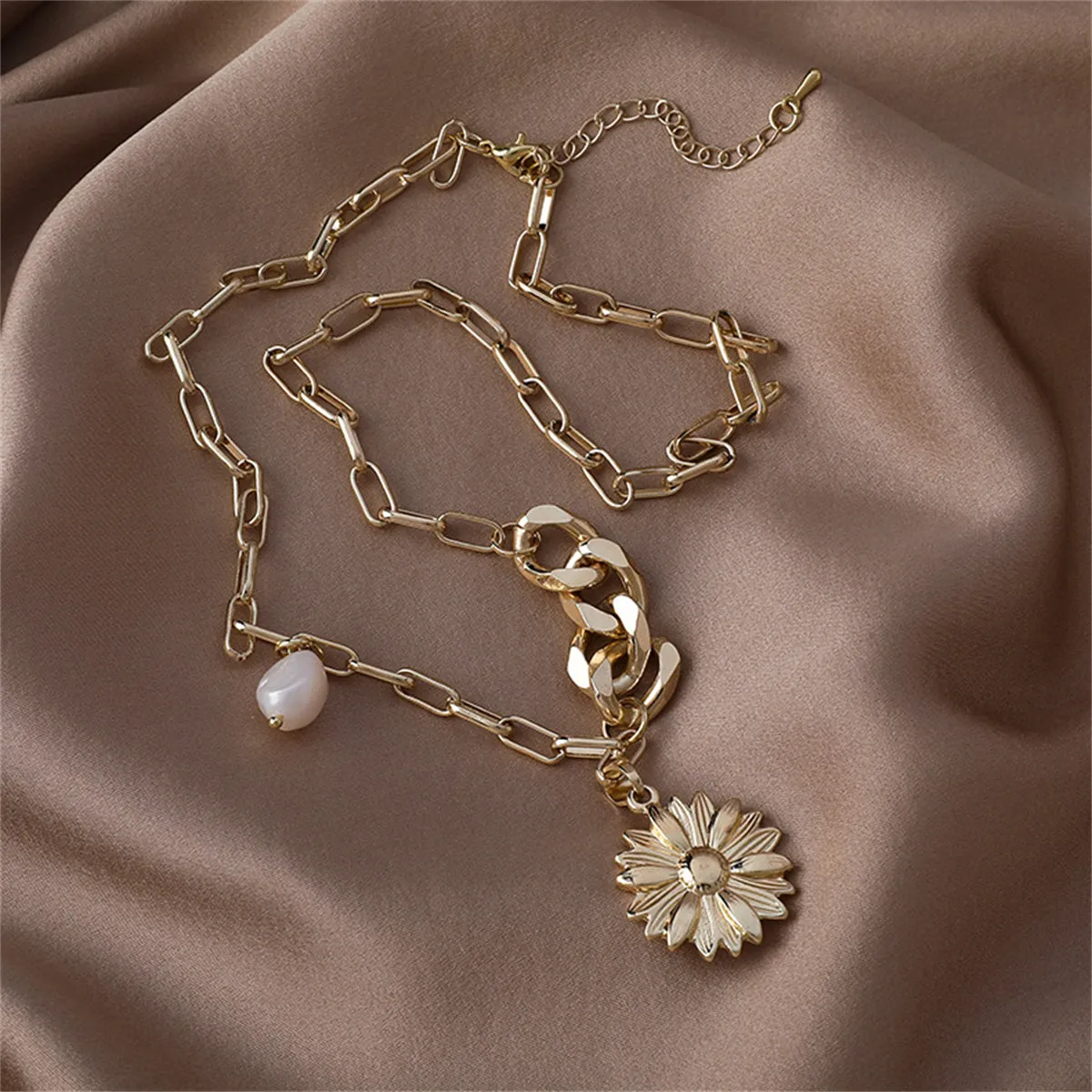 Pearl & 18K Gold-Plated Mum Pendant Necklace