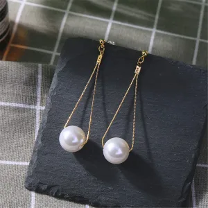 Pearl & 18K Gold-Plated Open Teardrop Earrings