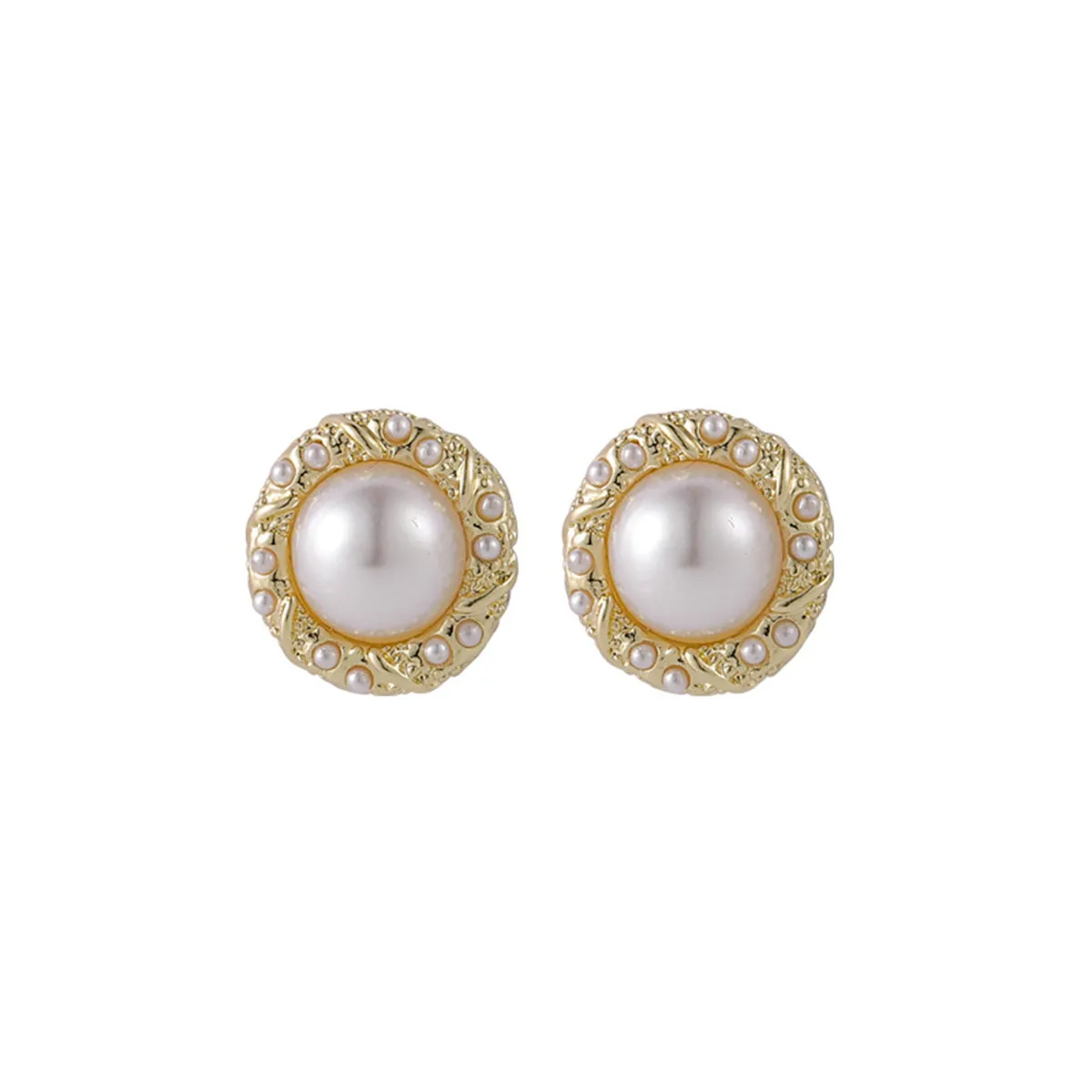 Pearl & 18K Gold-Plated Round Stud Earrings