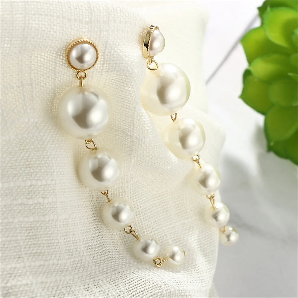 Pearl & 18K Gold-Plated Six-Tier Sphere Drop Earrings