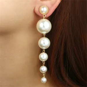 Pearl & 18K Gold-Plated Six-Tier Sphere Drop Earrings