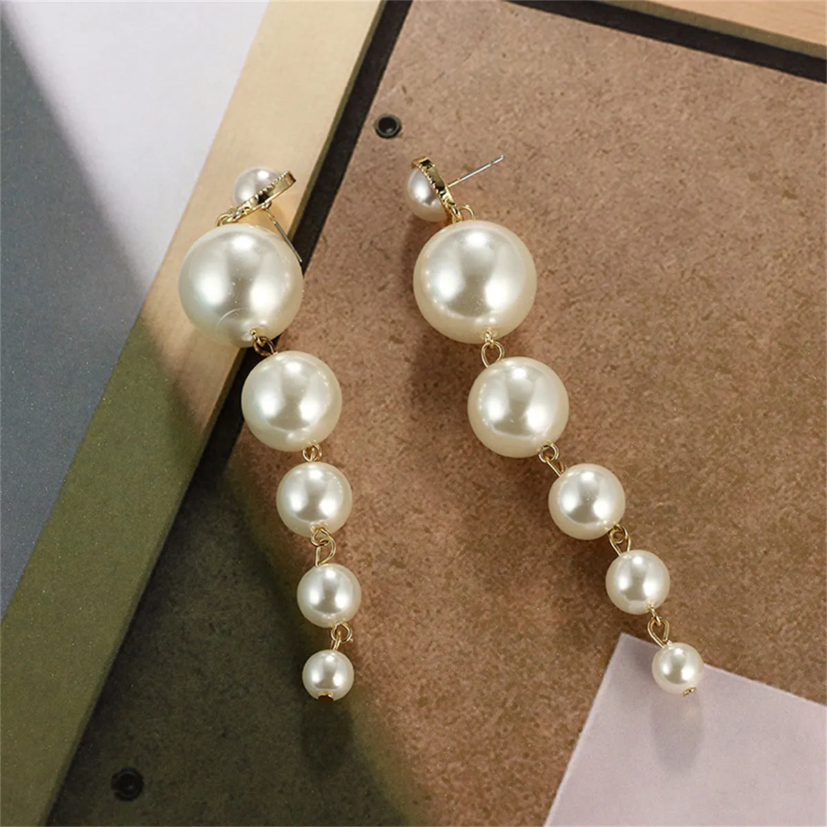Pearl & 18K Gold-Plated Six-Tier Sphere Drop Earrings