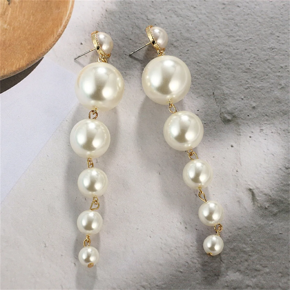 Pearl & 18K Gold-Plated Six-Tier Sphere Drop Earrings